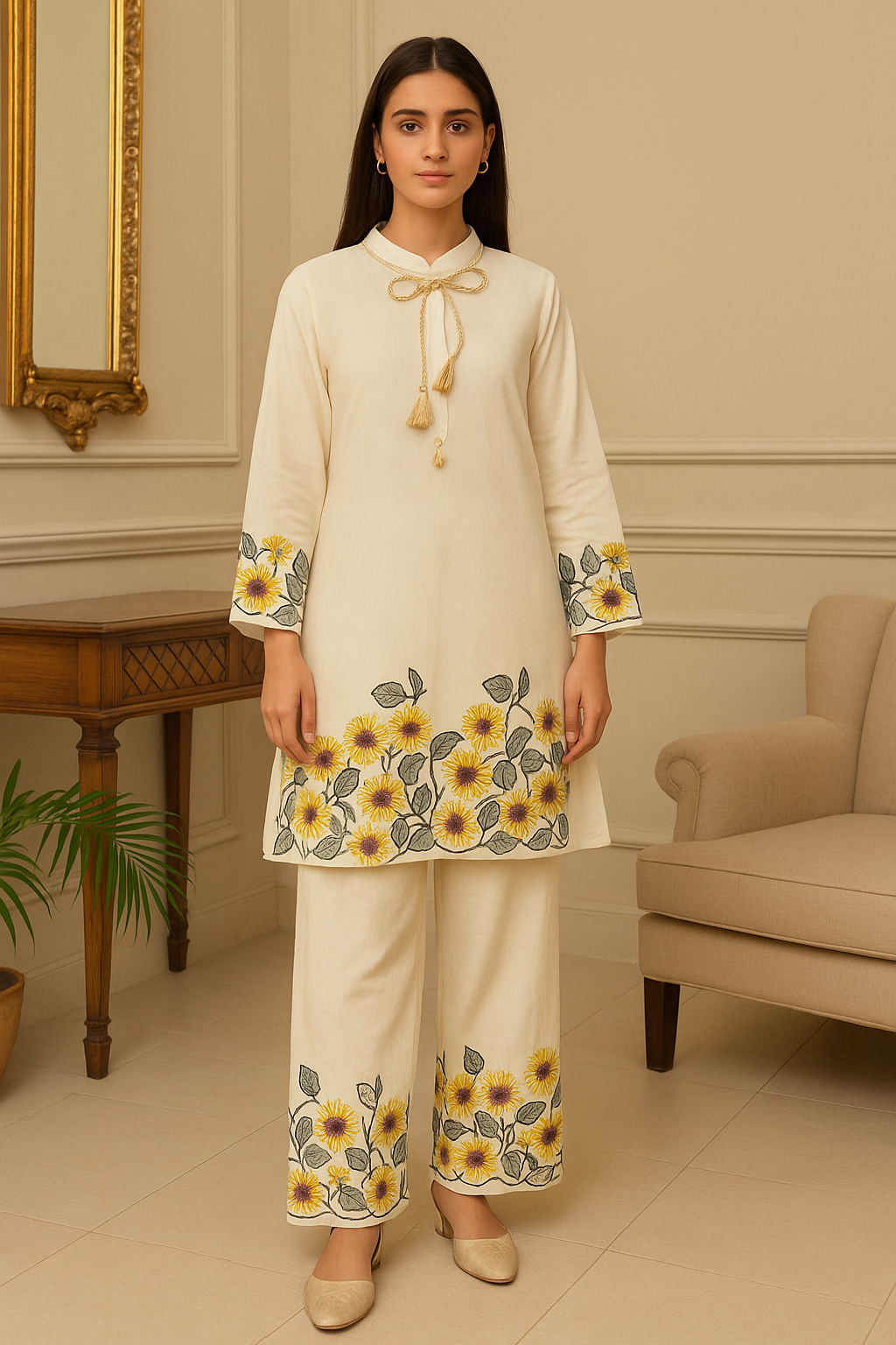 Sunshine Bloom Cotton Kurta Set