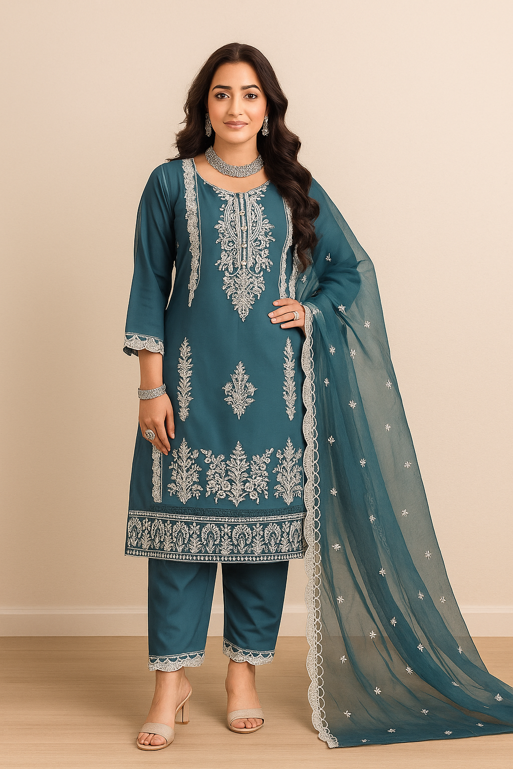 Royal Blue Embroidered