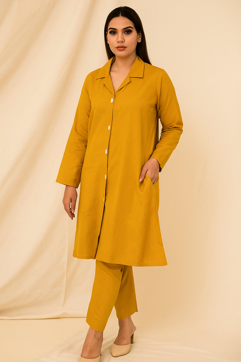 Mustard Button-Down Co-ord Set
