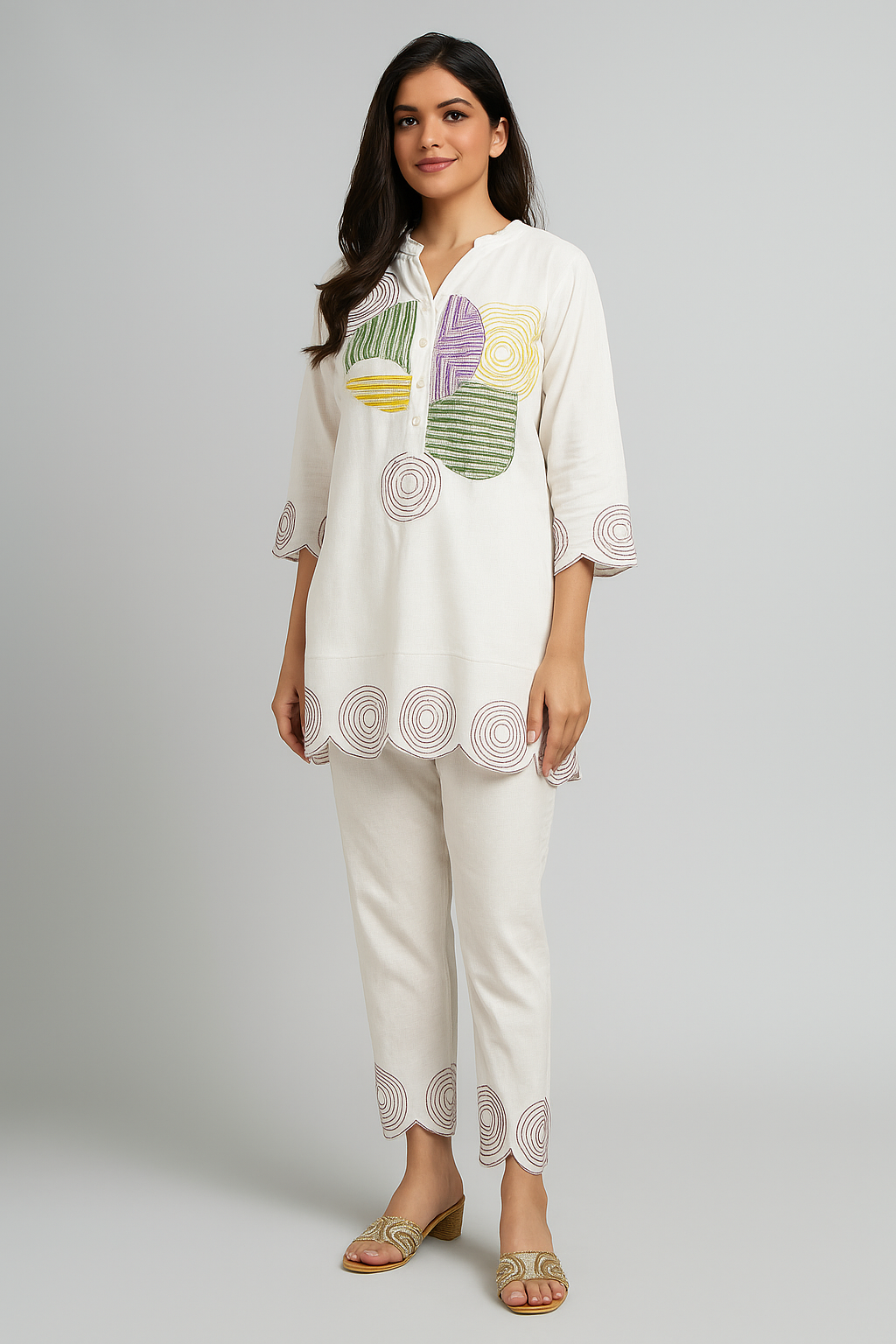 Off-White Coordinated Set - 2 Piece Contemporary Design