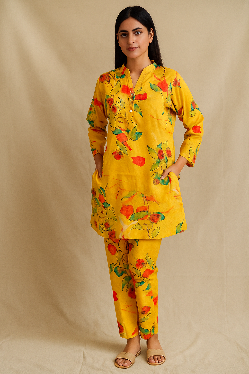 Mustard Yellow Coordinated Set - 2 Piece Floral Print