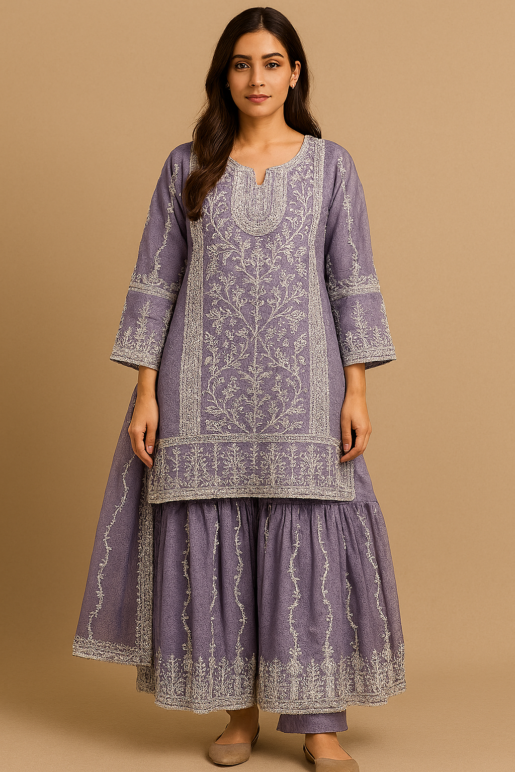 Premium Lilac Chikankari Embroidered Suit Set for Women - Premium Ethnic Wear for Women | Hamnaas Outlet